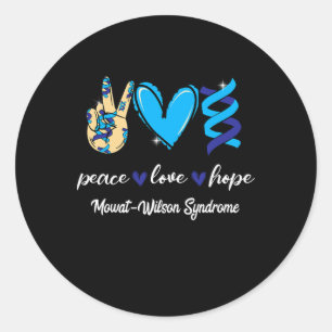 Peace Kärlek Cure Mowat-wilson Syndrome Blue Ribbo Runt Klistermärke