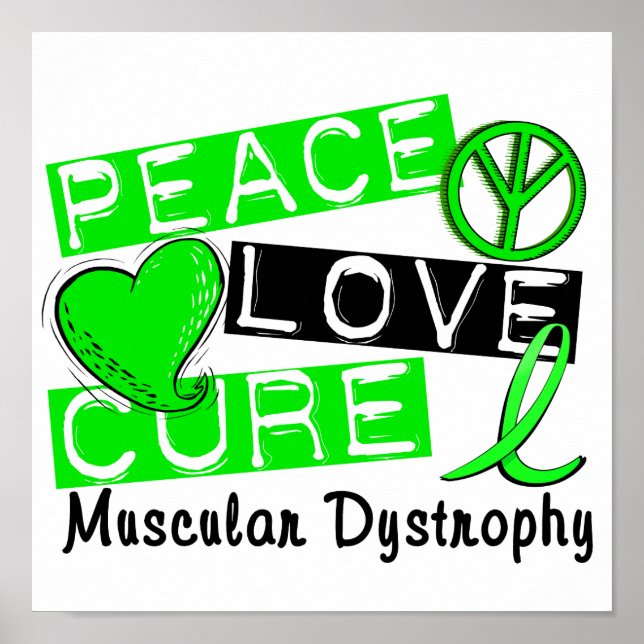 Peace Kärlek Cure Muscular Dystrophy Poster (Framsidan)