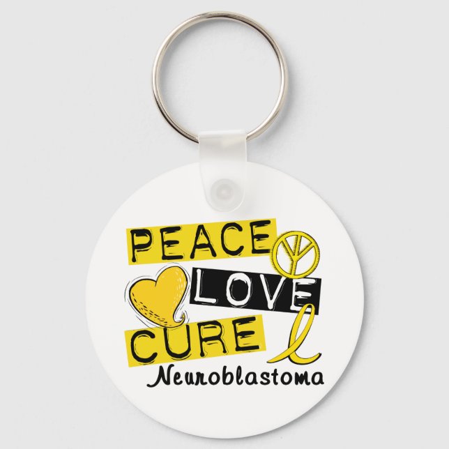 Peace Kärlek Cure Neuroblastoma Nyckelring (Framsida)