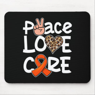 Peace Kärlek Cure Orange Ribbon Leukemia Awareness Musmatta