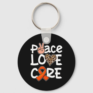 Peace Kärlek Cure Orange Ribbon Leukemia Awareness Nyckelring