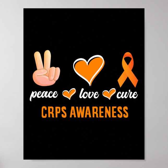 Peace Kärlek Cure Orange Ribbon Rsd Crps Awareness Poster (Framsidan)