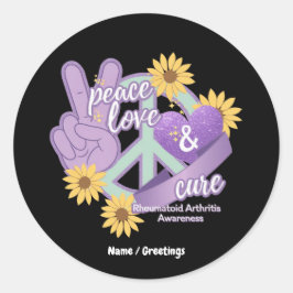 Peace Kärlek Cure Rheumatoid Arthritis Awareness Runt Klistermärke
