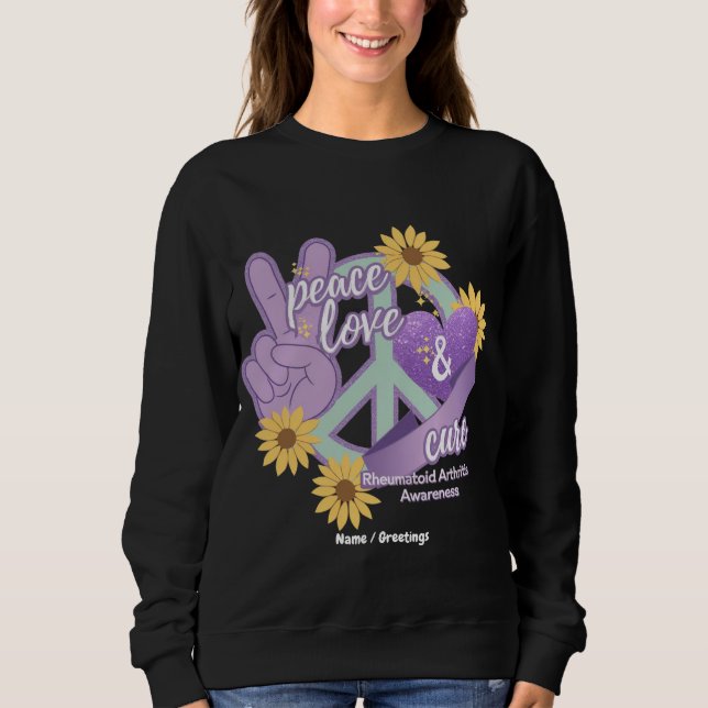 Peace Kärlek Cure Rheumatoid Arthritis Awareness T Shirt (Framsida)