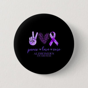 Peace Kärlek Cure Ribbon Leopard Alzheimer Brain A Knapp