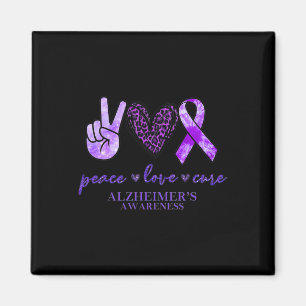 Peace Kärlek Cure Ribbon Leopard Alzheimer Brain A Magnet