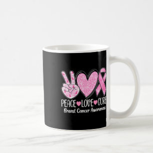 Peace Kärlek Cure Rosa Ribbon Breast Cancer Awaren Kaffemugg