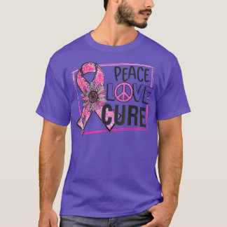 Peace Kärlek Cure Rosa Ribbon Breast Cancer Awaren T Shirt