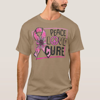 Peace Kärlek Cure Rosa Ribbon Breast Cancer Awaren T Shirt
