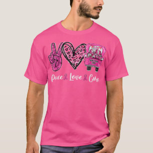 Peace Kärlek Cure Rosa Ribbon Gnomes Breast Cancer T Shirt
