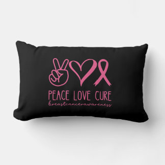 Peace Kärlek Cure Rosa Ribbon Warrior Breast Cance Lumbarkudde