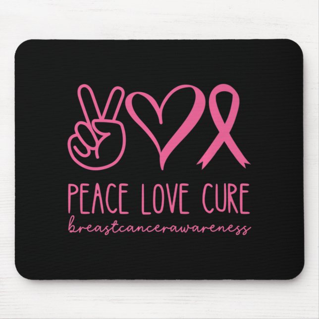 Peace Kärlek Cure Rosa Ribbon Warrior Breast Cance Musmatta (Framsidan)