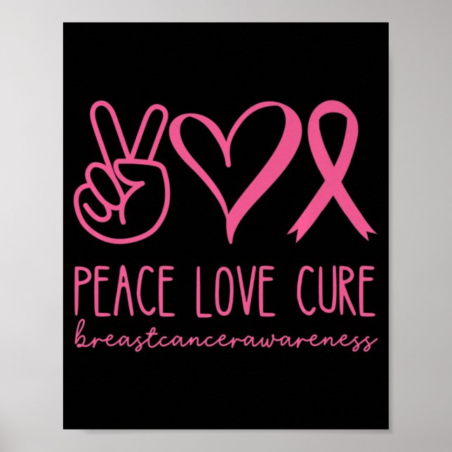 Peace Kärlek Cure Rosa Ribbon Warrior Breast Cance Poster (Framsidan)