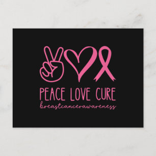 Peace Kärlek Cure Rosa Ribbon Warrior Breast Cance Vykort