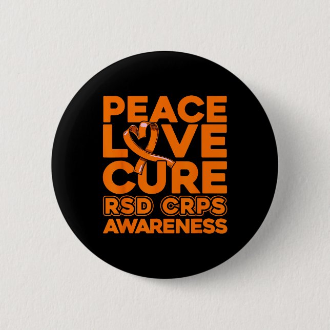 Peace Kärlek Cure RSD Crps Awareness 1 Knapp (Framsida)