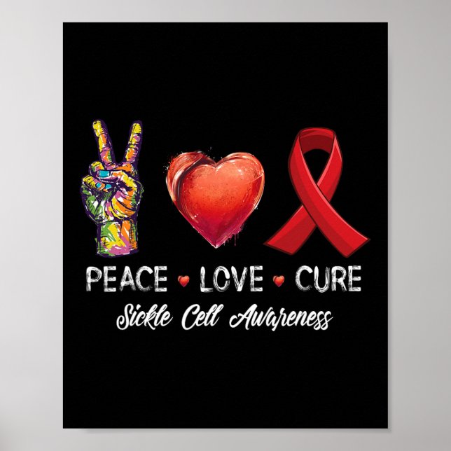 Peace Kärlek Cure Sickle Cell Awareness Manar Wome Poster (Framsidan)