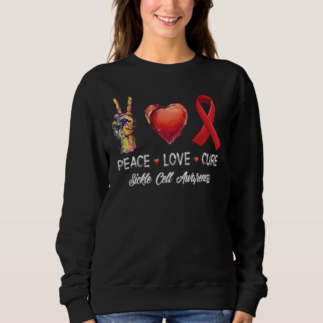 Peace Kärlek Cure Sickle Cell Awareness Manar Wome T Shirt (Framsida)