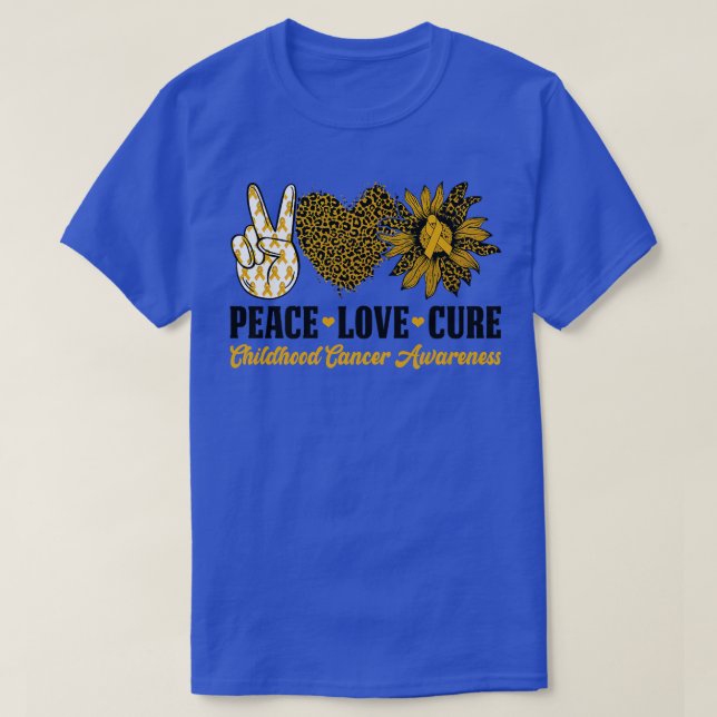 Peace Kärlek Cure Solros Childature Cancer Awarene T Shirt (Design framsida)