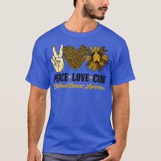 Peace Kärlek Cure Solros Childature Cancer Awarene T Shirt