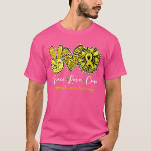 Peace Kärlek Cure Solros Childature Cancer Awarene T Shirt