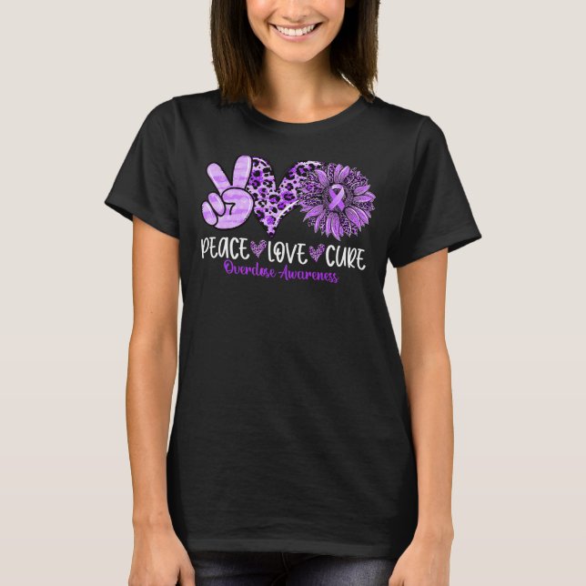Peace Kärlek Cure Solros Leopard överdosering Awar T Shirt (Framsida)