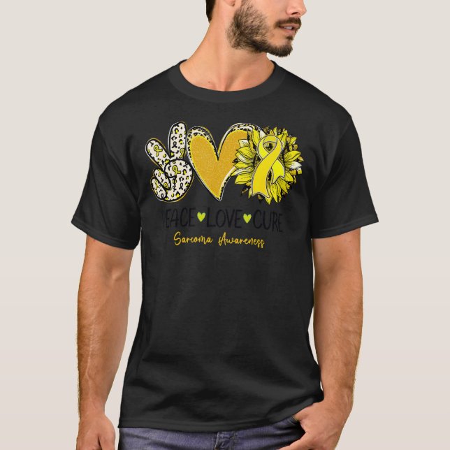 Peace Kärlek Cure Sunroll Leopard Sarcoma Awarenes T Shirt (Framsida)