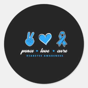 Peace Kärlek Cure T1D Warrior Type 1 Diabetes Awar Runt Klistermärke