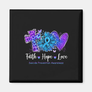 Peace Kärlek Cure Teal och Lila Solros Suicide Magnet