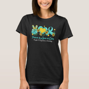 Peace Kärlek Cure Teal Ribbon Fragile X Syndrome A T Shirt