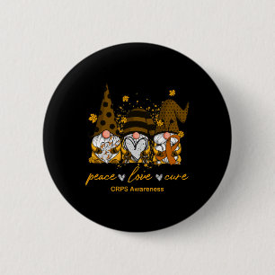 Peace Kärlek Cure Three Gnomes Orange Ribbon Crps Knapp