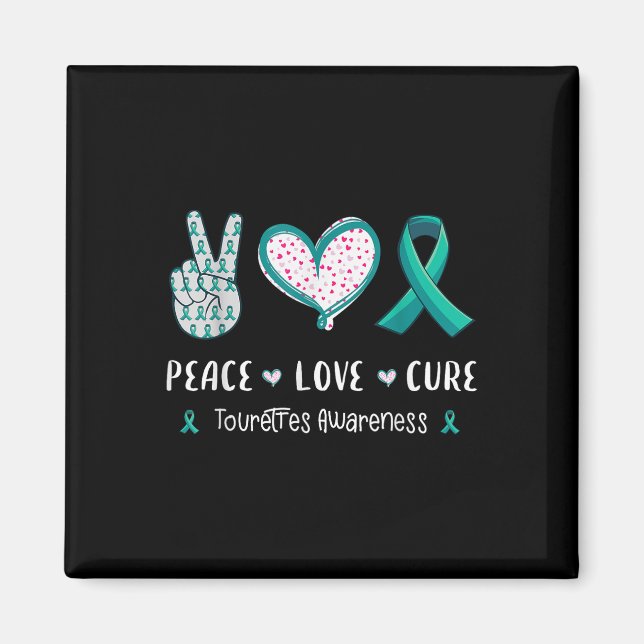 Peace Kärlek Cure Tourette Syndrome Awareness Mana Magnet (Framsidan)