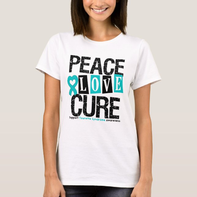 Peace Kärlek Cure Tourette Syndrome Tee Shirt (Framsida)