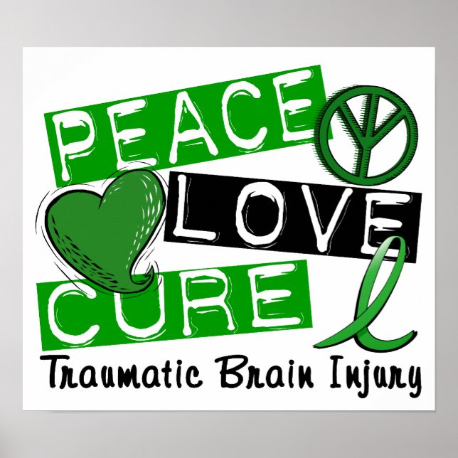 Peace Kärlek Cure Traumatic Brain Injury TBI Poster (Framsidan)