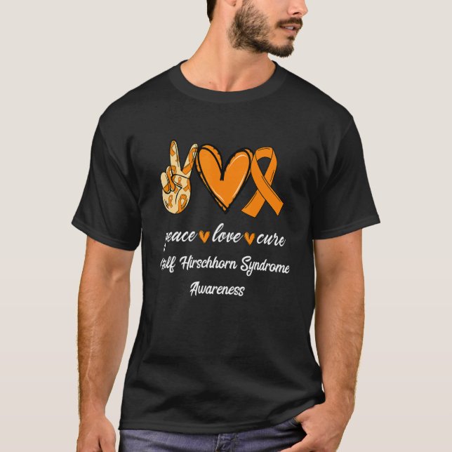 Peace Kärlek Cure Varg Hirschhorn Syndrome Ribbon  T Shirt (Framsida)