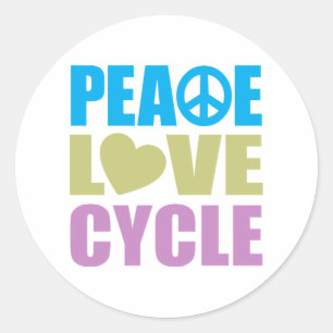 Peace Kärlek Cycle Runt Klistermärke