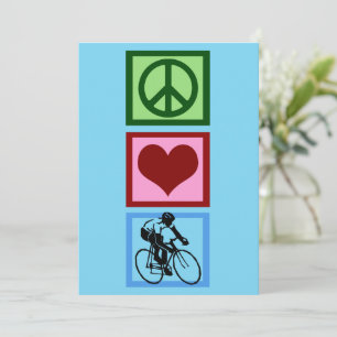 Peace Kärlek Cycling Cute Blue Cyclist Julkort
