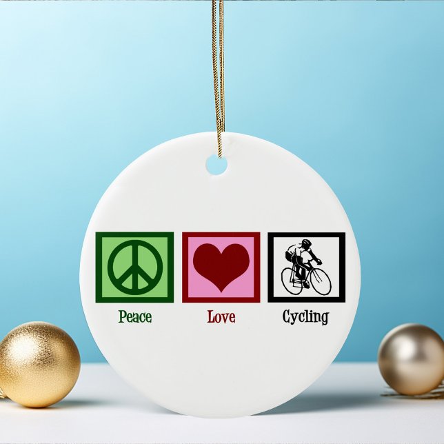 Peace Kärlek Cycling Julgransprydnad Keramik (Skapare uppladdad)