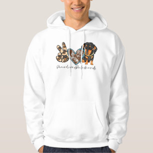 Peace Kärlek Dachshund Hund Mamma Dachshund Älskar Hoodie