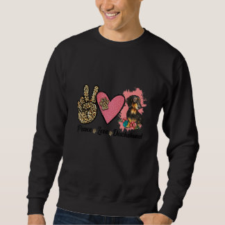 Peace Kärlek Dachshund Leopard Heart Blommigt Pet Lång Ärmad Tröja