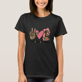 Peace Kärlek Dachshund Leopard Heart Blommigt Pet T Shirt