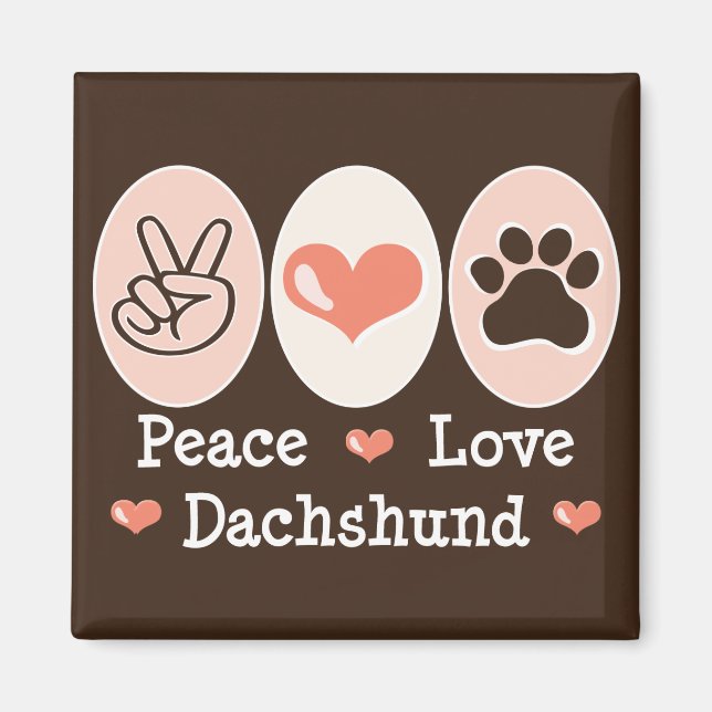 Peace Kärlek Dachshund Magnet (Framsidan)