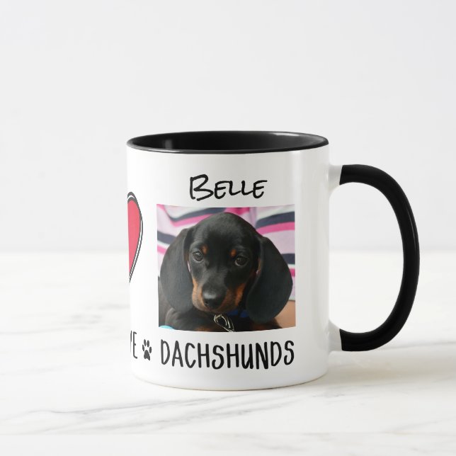 Peace Kärlek Dachshunds Hundägare Mugg (Höger)