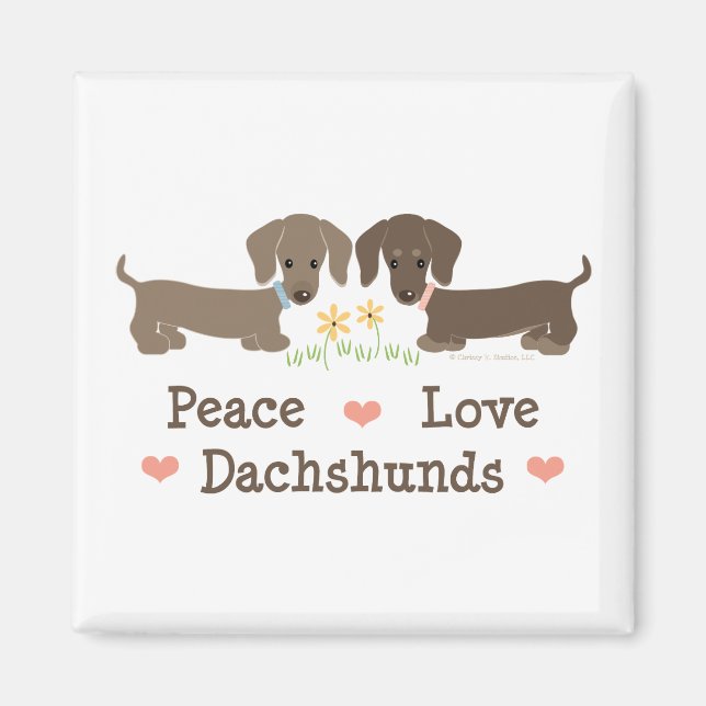 Peace Kärlek Dachshunds Magnet (Framsidan)