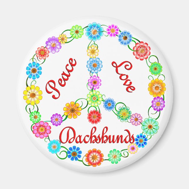 Peace Kärlek Dachshunds Magnet (Framsidan)