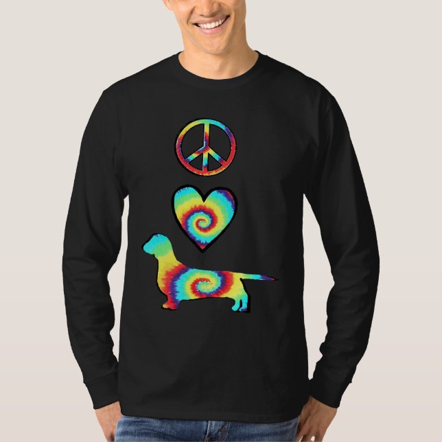Peace Kärlek Dachshunds T Shirt (Framsida)