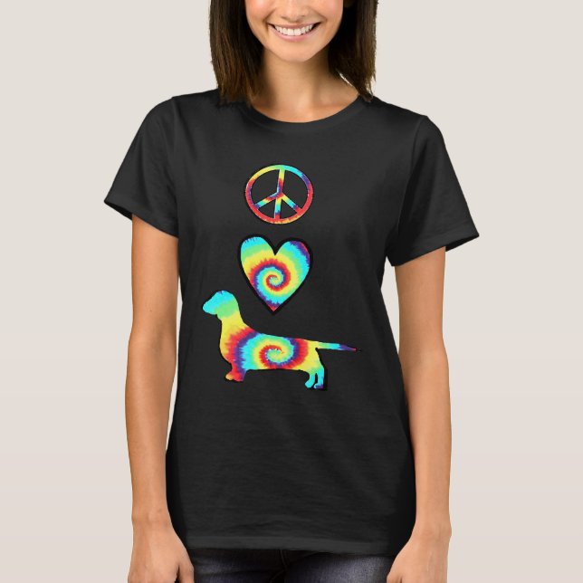 Peace Kärlek Dachshunds T Shirt (Framsida)