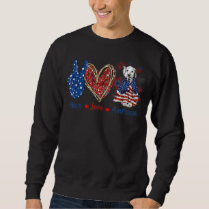 Peace Kärlek Dalmatien Hund Patriotic America Flag Lång Ärmad Tröja