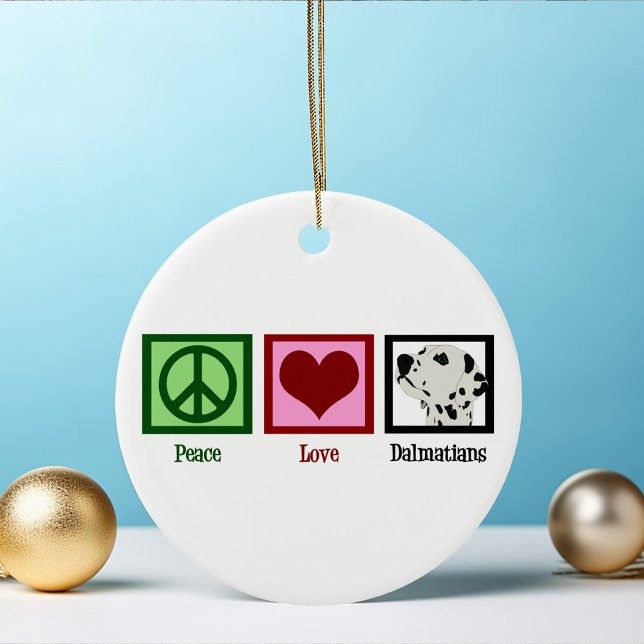 Peace Kärlek Dalmatier Cute jul Julgransprydnad Keramik (Skapare uppladdad)