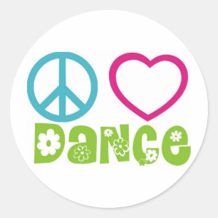 Peace Kärlek Dance Runt Klistermärke