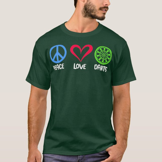 Peace Kärlek Darts Cute Dart Player T Shirt (Framsida)